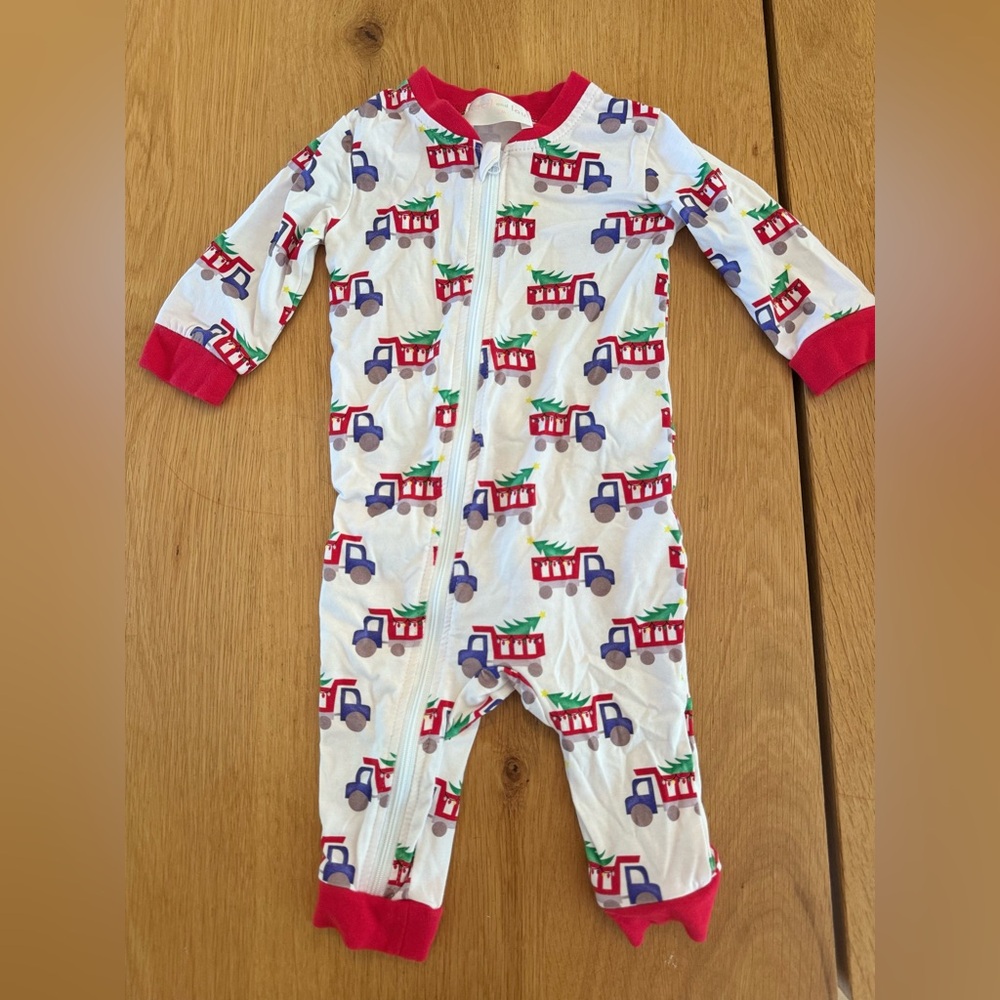 Adorable boys Cecil and Lou Christmas holiday dump truck onesie pajamas 6m